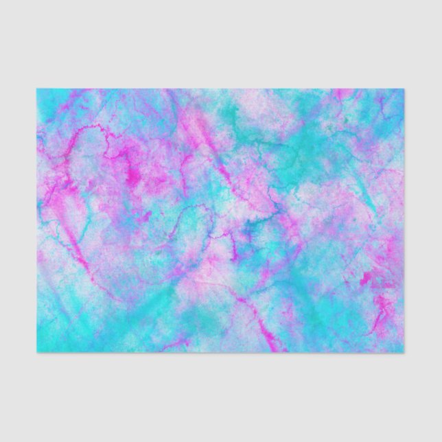 Cotton Candy Pink & Blue Watercolor Wash Stain Tissue Paper (Front)
