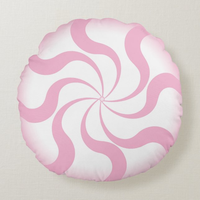 Cotton Candy Pink Candy Throw Pillow (Front)