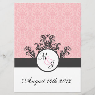 Cotton Candy Pink Damask Wedding Invitation