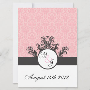 Cotton Candy Pink Damask Wedding Invitation