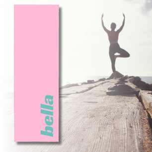 Cotton Candy Pink Elegant Name   Stylish Simple Yoga Mat