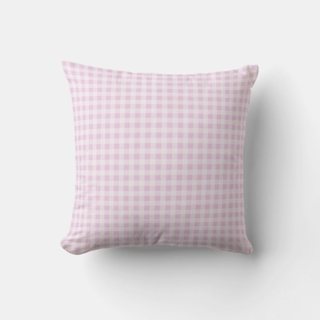 Cotton Candy Pink Gingham Cushion (Front)