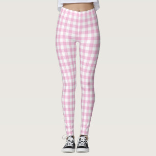 Cotton Candy Pink Gingham Women Leggings