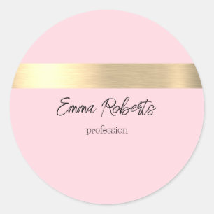 Cotton Candy Pink Gold Foil Rustic Faux  Classic Round Sticker