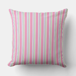 Cotton Candy Pink Green Aqua Purple Stripes Decor Cushion