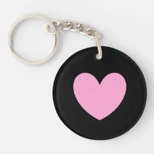 Cotton Candy Pink heart on black Key Ring