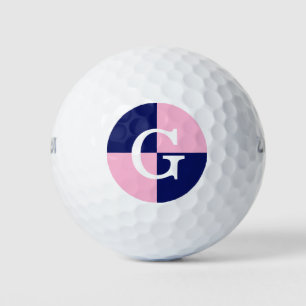 Cotton Candy Pink Navy Blue LG Chequered Monogram Golf Balls