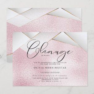 Cotton Candy Pink  Pearl Facets Postponed Shower Invitation
