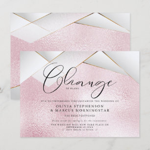 Cotton Candy Pink  Pearl Facets Postponed Wedding Invitation