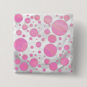 Cotton Candy Pink Polka Dot 15 Cm Square Badge