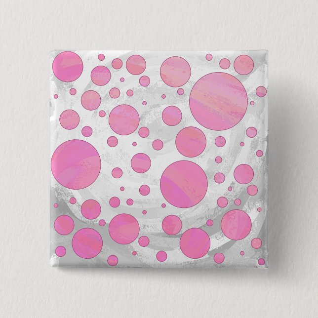 Cotton Candy Pink Polka Dot 15 Cm Square Badge (Front)