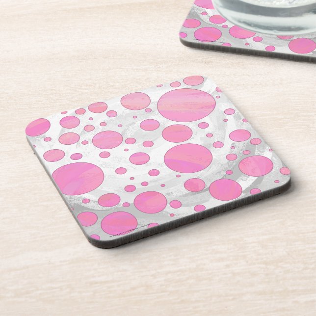 Cotton Candy Pink Polka Dot Coaster (Left Side)