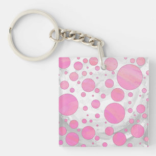Cotton Candy Pink Polka Dot Key Ring
