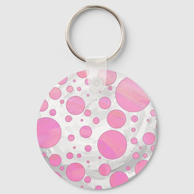 Cotton Candy Pink Polka Dot Key Ring (Front)