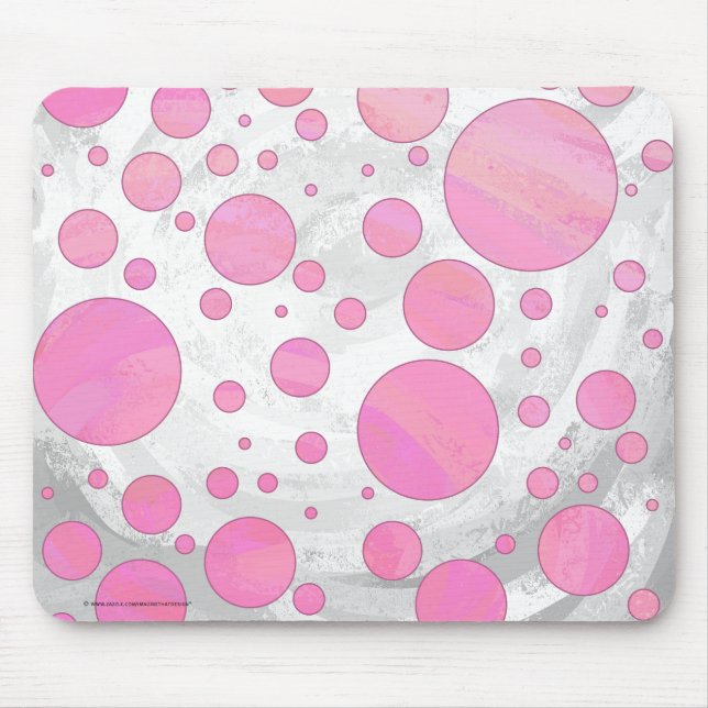Cotton Candy Pink Polka Dot Mouse Mat (Front)