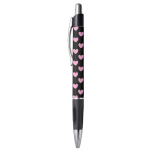 Cotton Candy Pink polka hearts on black