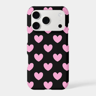 Cotton Candy Pink polka hearts on black
