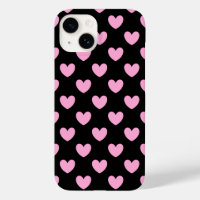 Cotton Candy Pink polka hearts on black