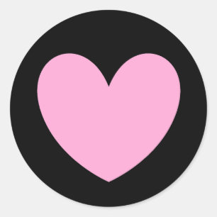 Cotton Candy Pink polka hearts on black Classic Round Sticker