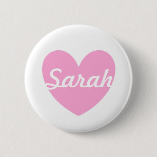 Cotton Candy Pink polka hearts on white 6 Cm Round Badge