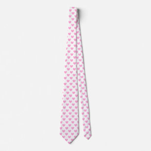Cotton Candy Pink polka hearts on white Tie