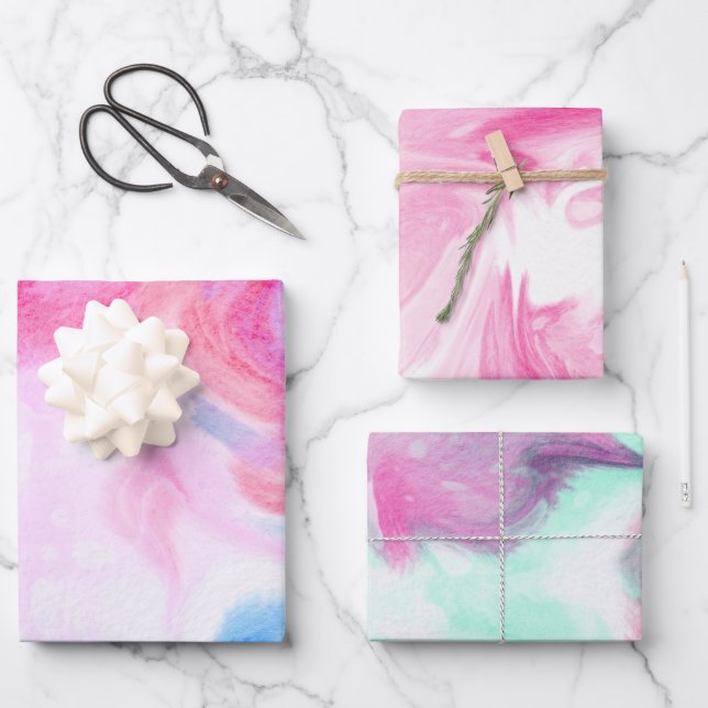 Cotton Candy Pink Purple Wrapping Paper Sheet (Front)