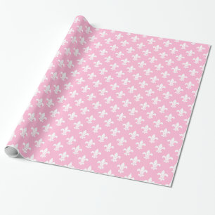 Cotton Candy Pink White Fleur de Lis Pattern Wrapping Paper
