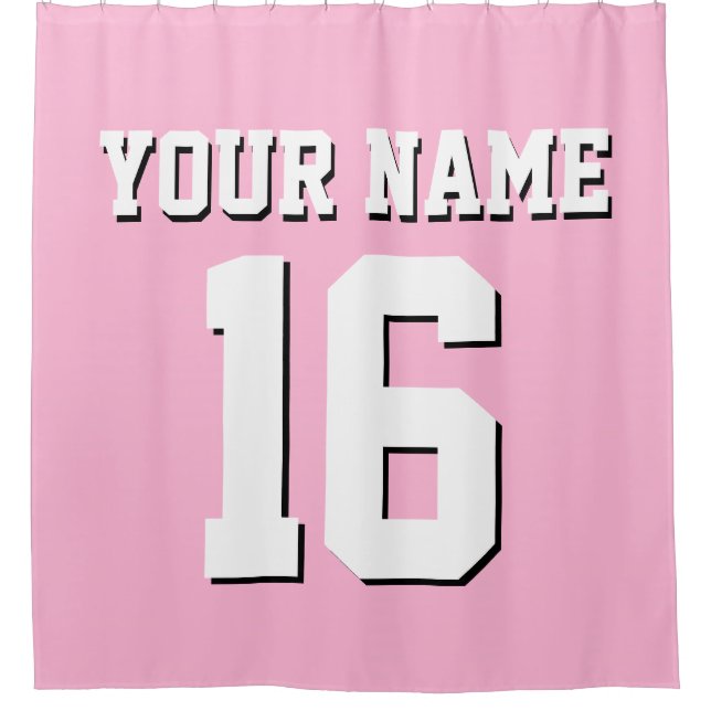 Cotton Candy Pink White Sports Jersey Team Jersey Shower Curtain (Front)