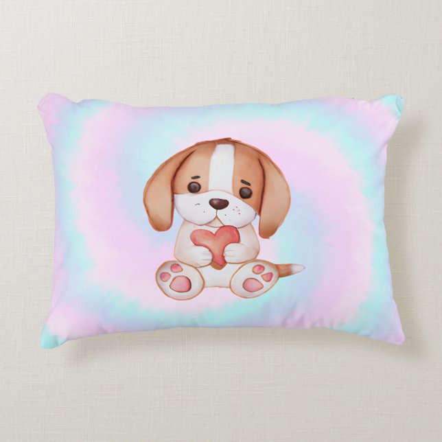 Cotton Candy Puppy Love  Decorative Cushion (Front)