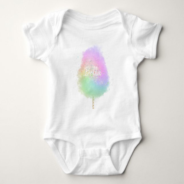 Cotton candy rainbow glitter cute  baby bodysuit (Front)