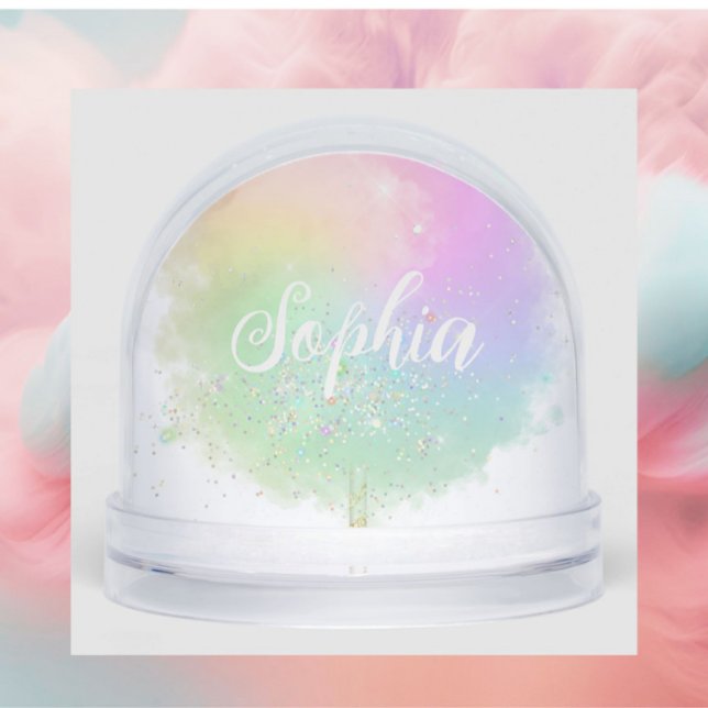 Cotton candy rainbow glitter look cute pastel snowglobe (Creator Uploaded)