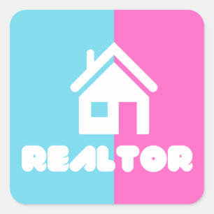 Cotton Candy Realtor Logo Square Sticker