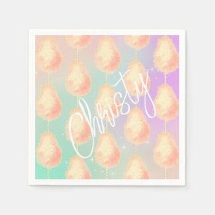 Cotton candy star dust peach teal purple pastel napkin