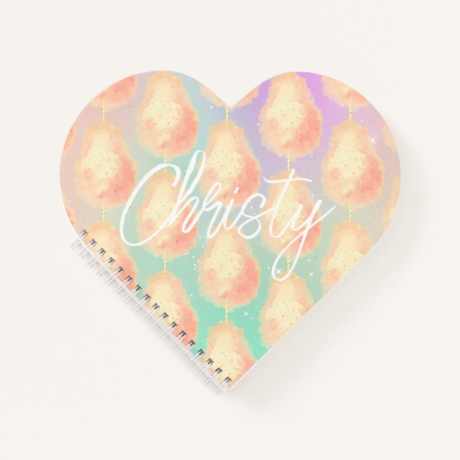Cotton candy star dust peach teal purple pastel notebook (Front)