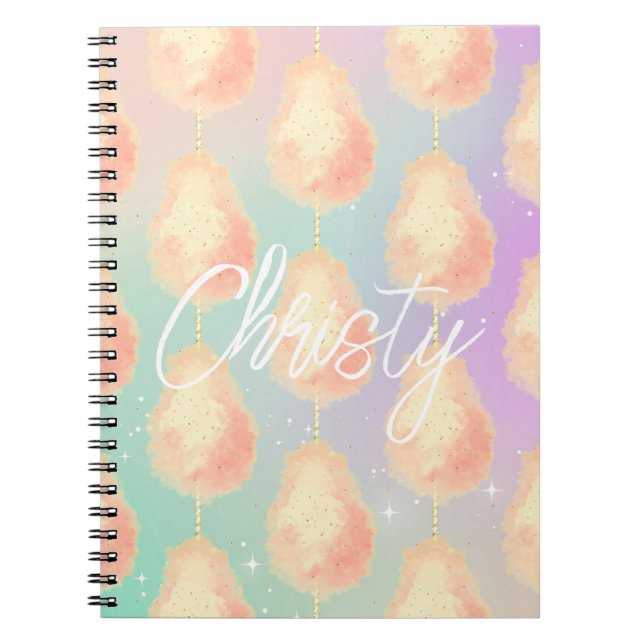 Cotton candy star dust peach teal purple pastel notebook (Front)