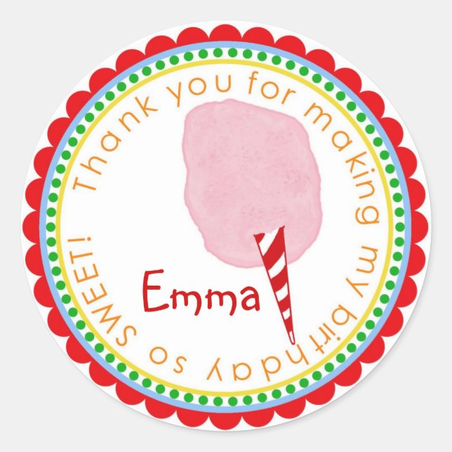 Cotton Candy Stickers- Pink Classic Round Sticker (Front)