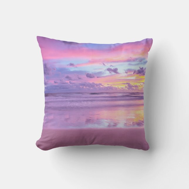 Cotton candy sunrise: beach view. cushion (Front)