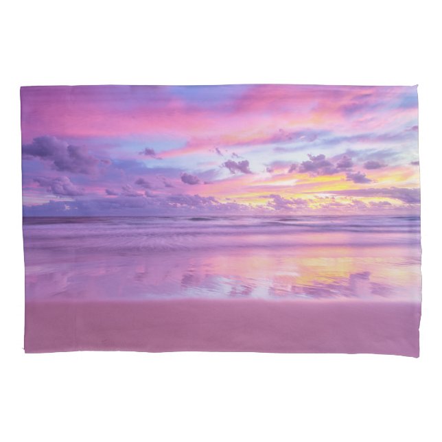 Cotton candy sunrise: beach view. pillowcase (Front)