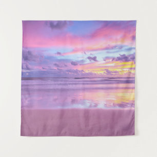 Cotton candy sunrise: beach view. tapestry