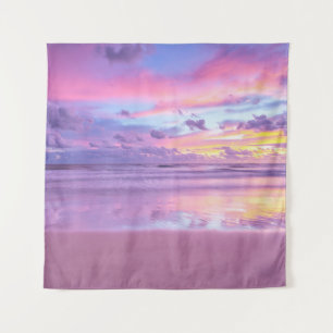 Cotton candy sunrise: beach view. tapestry