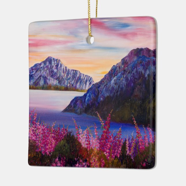 Cotton Candy Sunset Ceramic Ornament (Left)