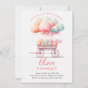 Cotton Candy Sweets Birthday Party Invitation