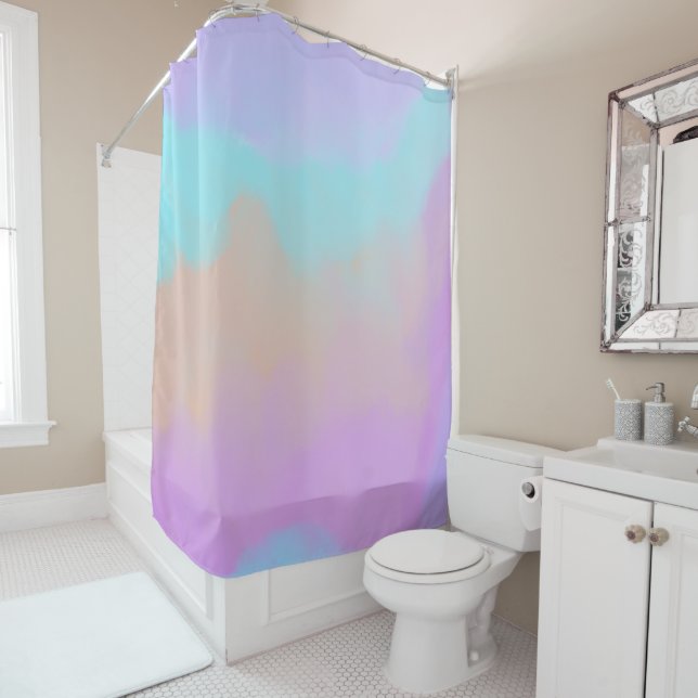 Cotton Candy Swirl Digital Print  Shower Curtain (In Situ)