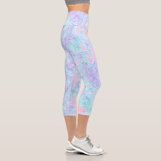 Cotton Candy Swirls  Capri Leggings
