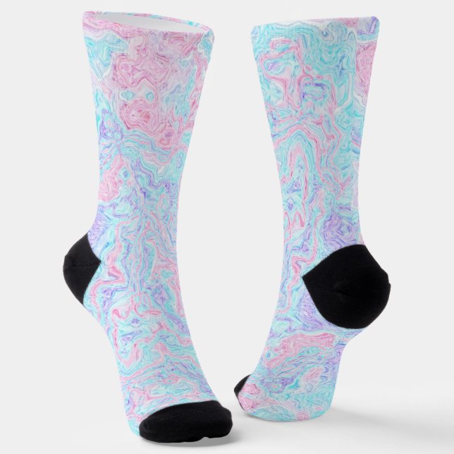 Cotton Candy Swirls Phone Ring Stand Socks (Angled)