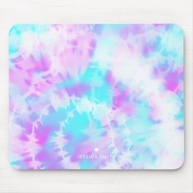 Cotton Candy Tie Dye Pattern Personalised Mouse Mat (Front)