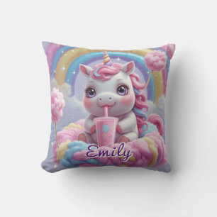 Cotton Candy Unicorn Pillow – Editable Name