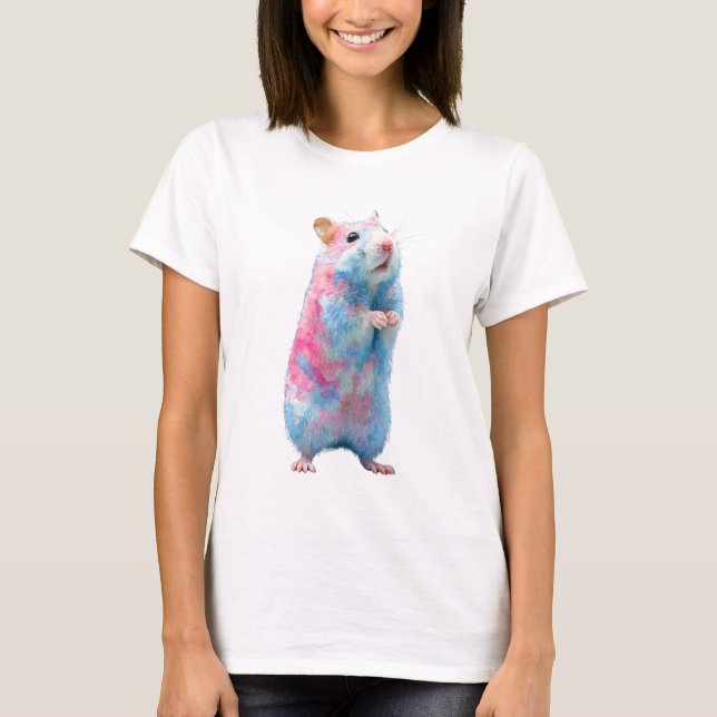 Cotton Candy Watercolor Hamster Women T-Shirt (Front)