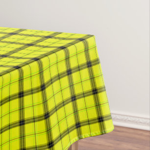 Cotton Check & Black Lines   Yellow Tartan Plaid Tablecloth