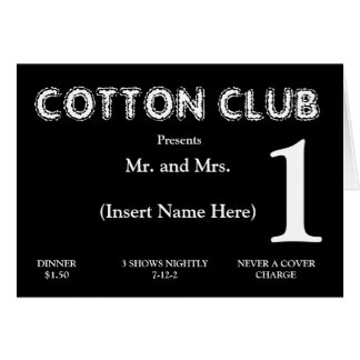 Cotton Club Table Card